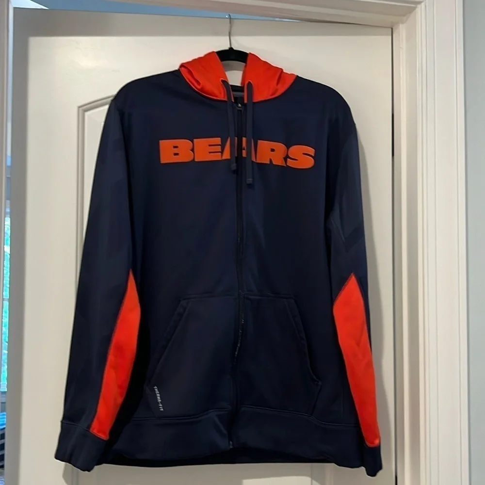 Chicago Bears Nike Therma Fit Full Zip Hooded Jacket Blue Orange Size L - Picture 1 of 11